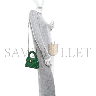 CHANEL MASTER SHINY AGED CALFSKIN QUILTED NANO KELLY SHOPPER GREEN AS4416 (19*13*7cm)